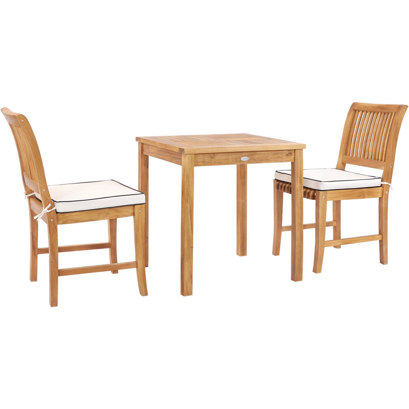 Outdoor 3 - Piece Teak Dining Set with Cushions