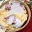 Service de table en porcelaine florale semi-faite à la main 45 pièces avec garniture dorée Priya (service pour 8)