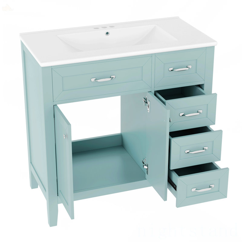 Meuble-lavabo 36 po avec lavabo, Bleu