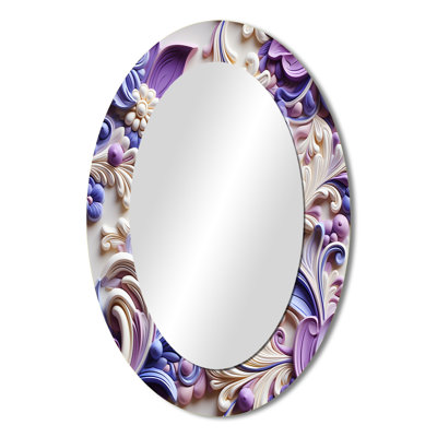 Richar Purple Lavender Persian Paisleys - Paisley  Large Wall Mirror, Purple Decorative Mirror, Printed Metal Art