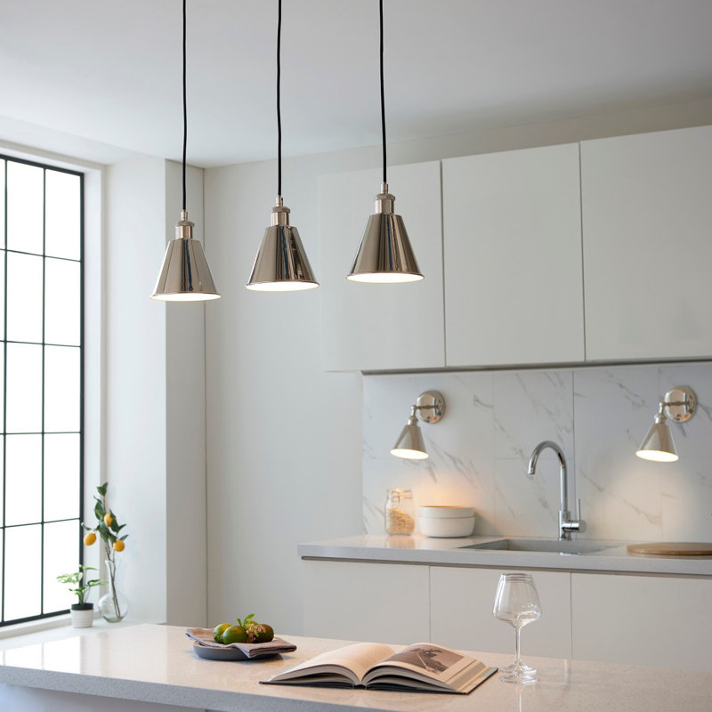 Hauke 3 - Light Bright Nickel Kitchen Island Pendant