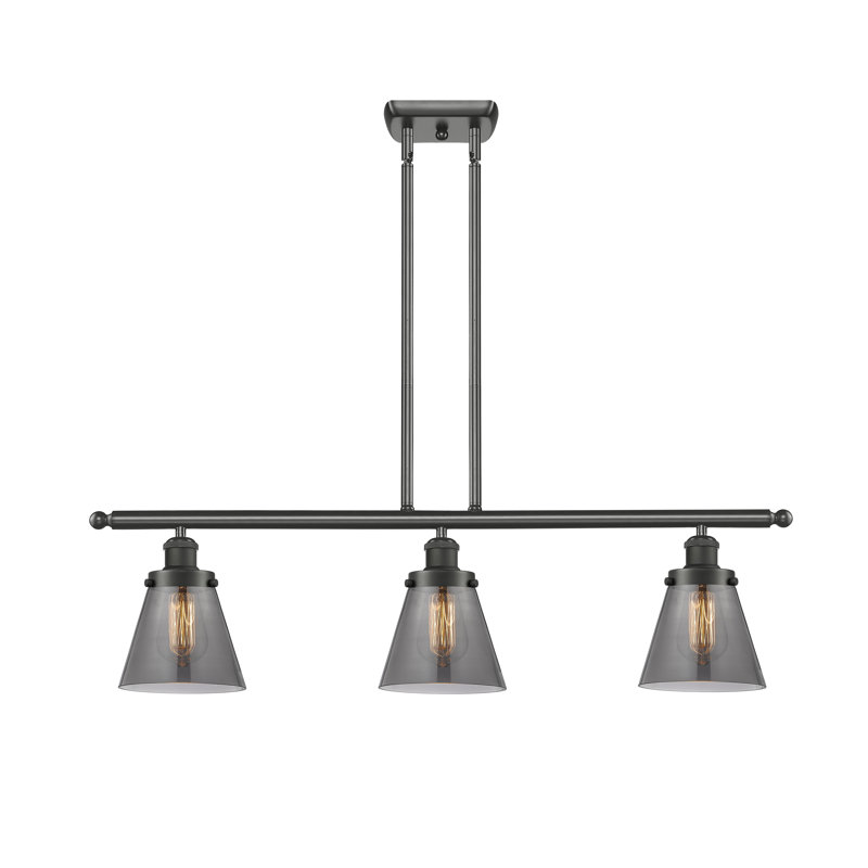 Luminaire suspendu linéaire à 3 lumières pour îlot de cuisine Wilmoth, Ampoule non incluse, Bronze huilé