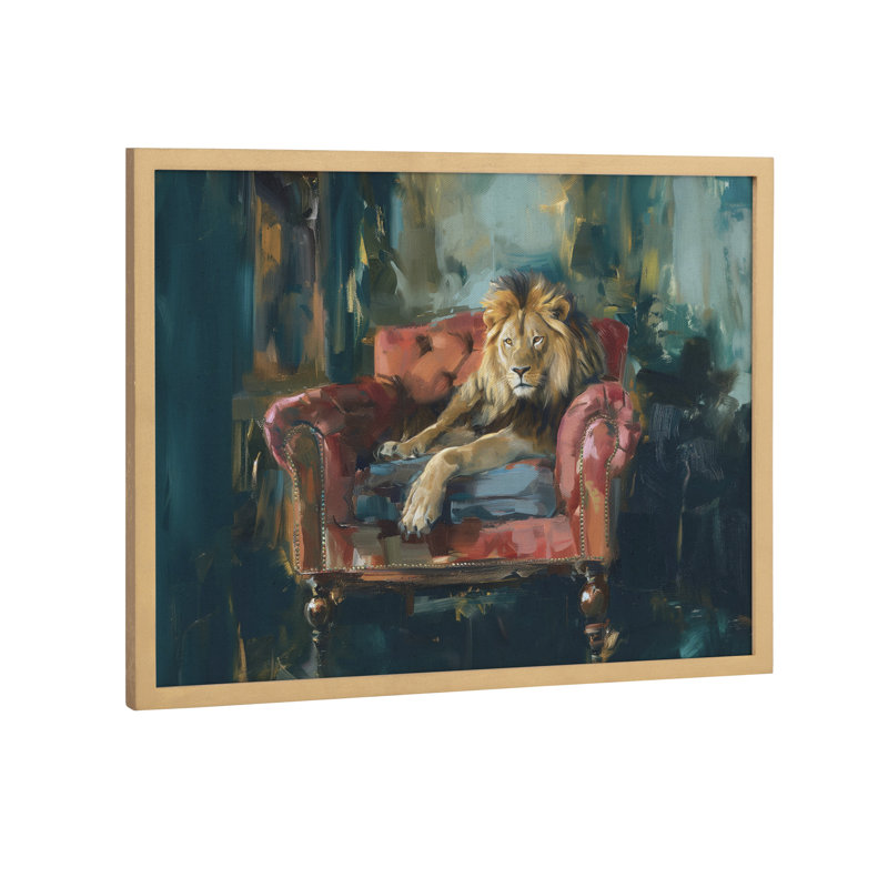 «Lion Portrait in Rich Jewel Tones» par The Creative Bunch Studio, reproduction d'art encadrée, H 16,65 po x l 12,65 po