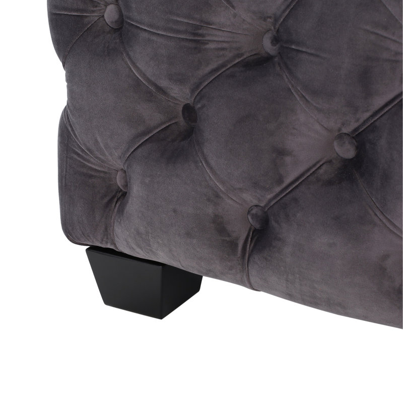 Gris avec revêtement en velours à boutons, intérieur moderne, l 29 po x P 18,56 po, esthétique, largeur de 28,66 po de profondeur, hauteur