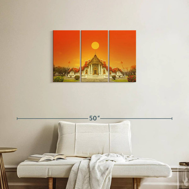 Soleil sur le temple de marbre, H 20 po x l 33 po