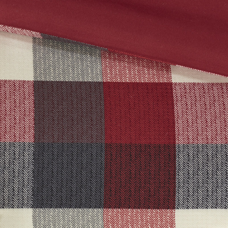 Ridge 6 Piece Herringbone Duvet Cover Set, Full/Queen, Red