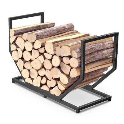 Support à bois de chauffage en métal robuste de 2,58 pi / 31 po, support à bûches ajustable, organisateur de rangement intérieur et extérieur pour foyer en bois, noir