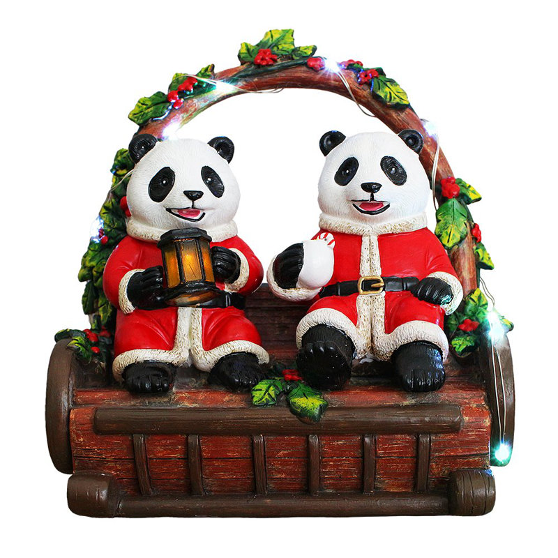 Figurine de Noël en forme d'ours de Noël Nostalgic Panda Duo