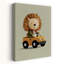 Whimsical Lion Driver Playful Whimsical Contemporary Lion Wall Art Print by Mathieu - Wrapped Canvas Print-1106064178