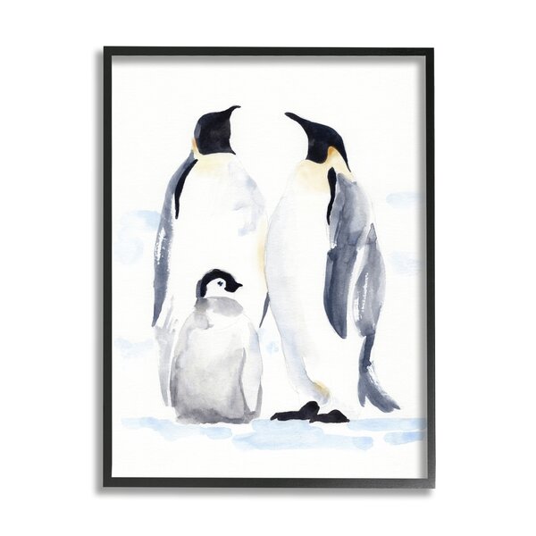 Stupell Industries Winter Penguin Bird Family Soft Watercolor Arctic ...