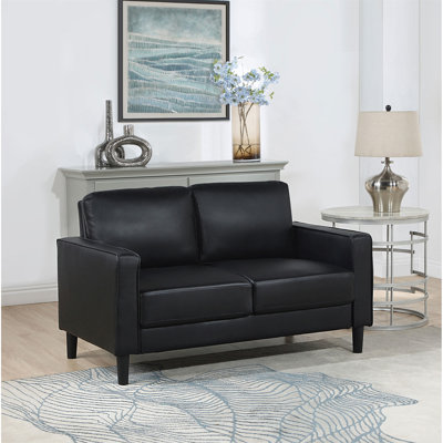 Farallone Black Upholstered Track Arm Loveseat