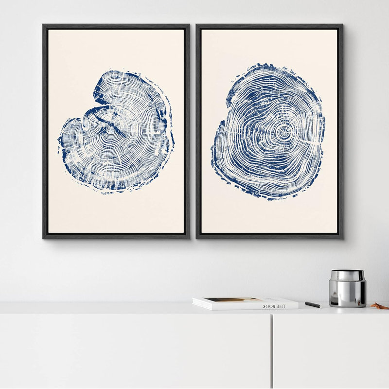 «Pastel Watercolor Green Blue Wave Collage Abstract Shapes», 2 pièces sur toile, Cadre noir, H 24 po x l 16 po
