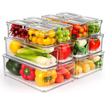 14-pack Clear Fridge Organizer Bins With Lids