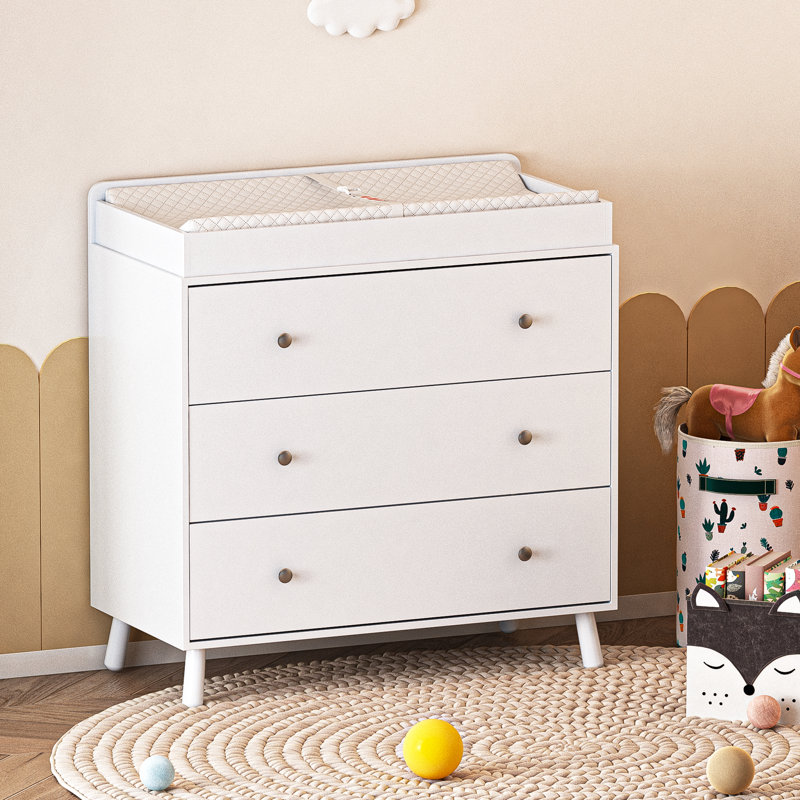 Ladrina Changing Table Dresser with Pad, White