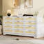 Commode 12 tiroirs en rotin - Commode blanche moderne pour chambre à coucher, placard, salon et couloir-1623141485