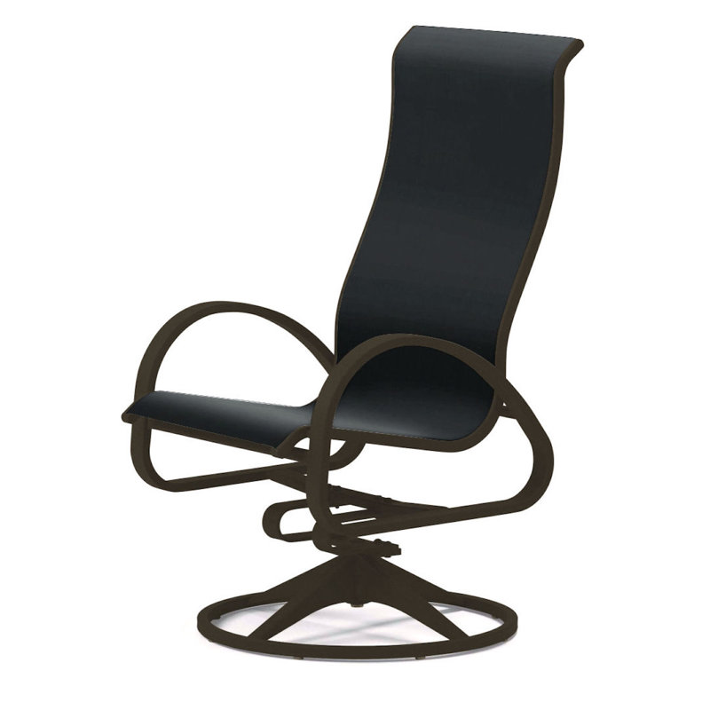 Fauteuil de patio pivotant Hiraku, Bois de plage texturé, Noir 5D Sunbrella®