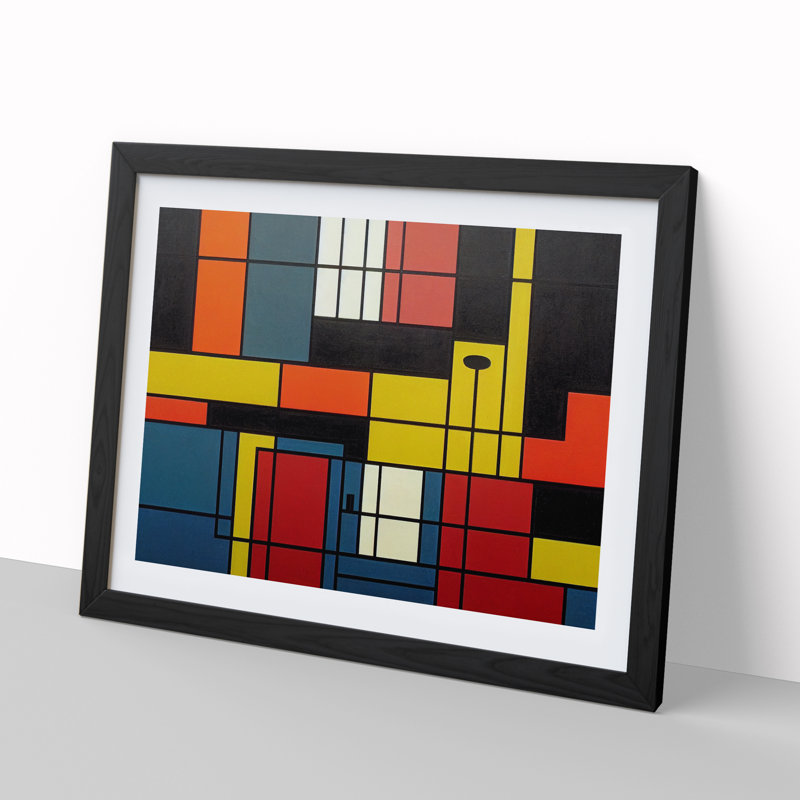 Abstract Cubism Art Vol.5 - Framed Print, Black, 46cm H x 64cm W x 2cm D