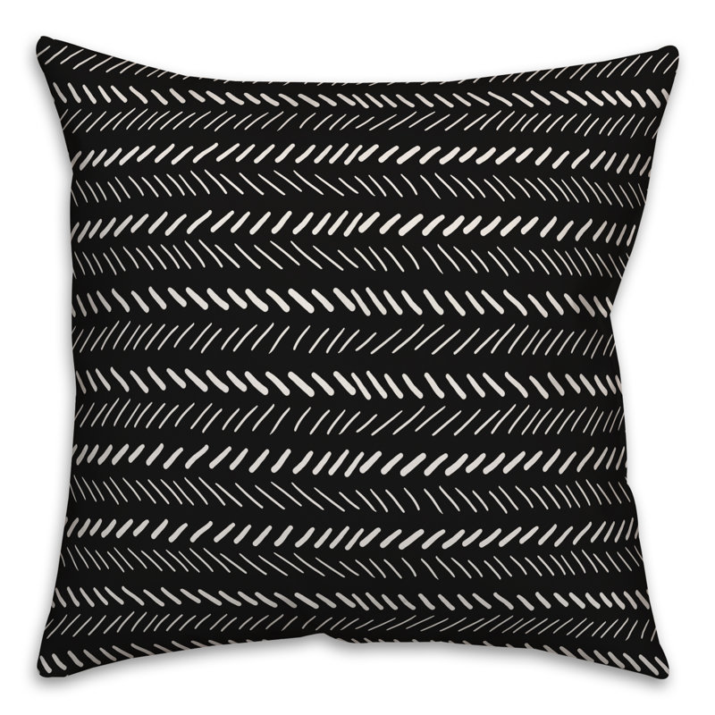 Chevron Throw Pillow, 16" x 16", Black/White Geometric 1