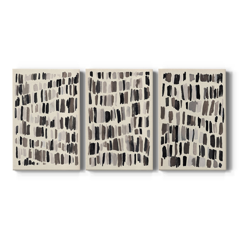Craie et silex I - Toile tendue sur mesure avec châssis - 3 pièces, H 12 po x l 24 po
