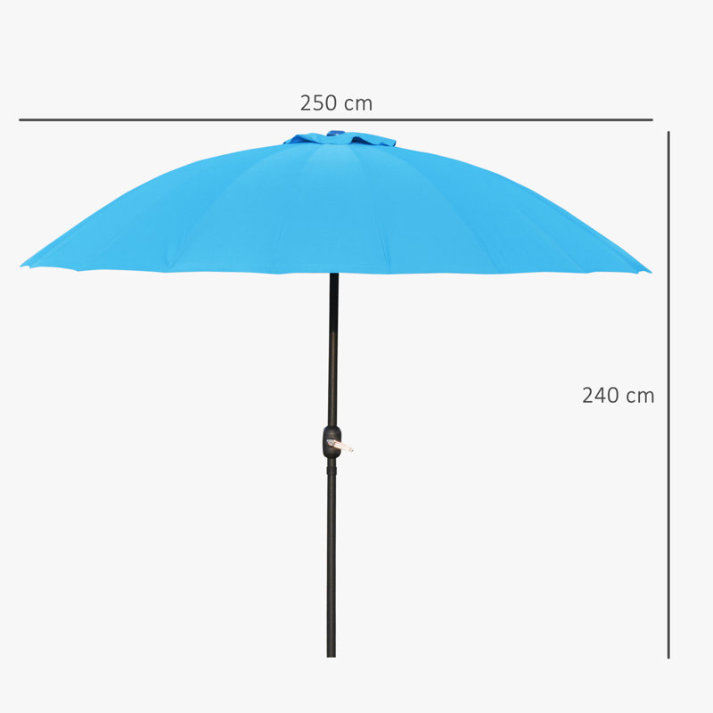 Aarun 279cm Tilt Beach Parasol, Blue
