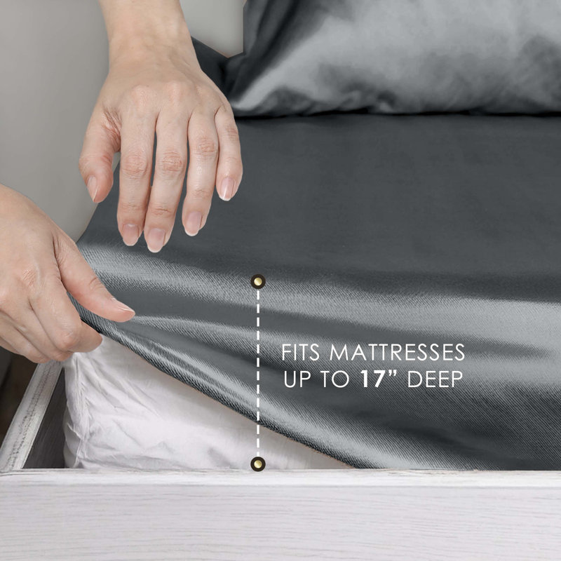 Silver Full Size Satin Microfiber Sheet Set
