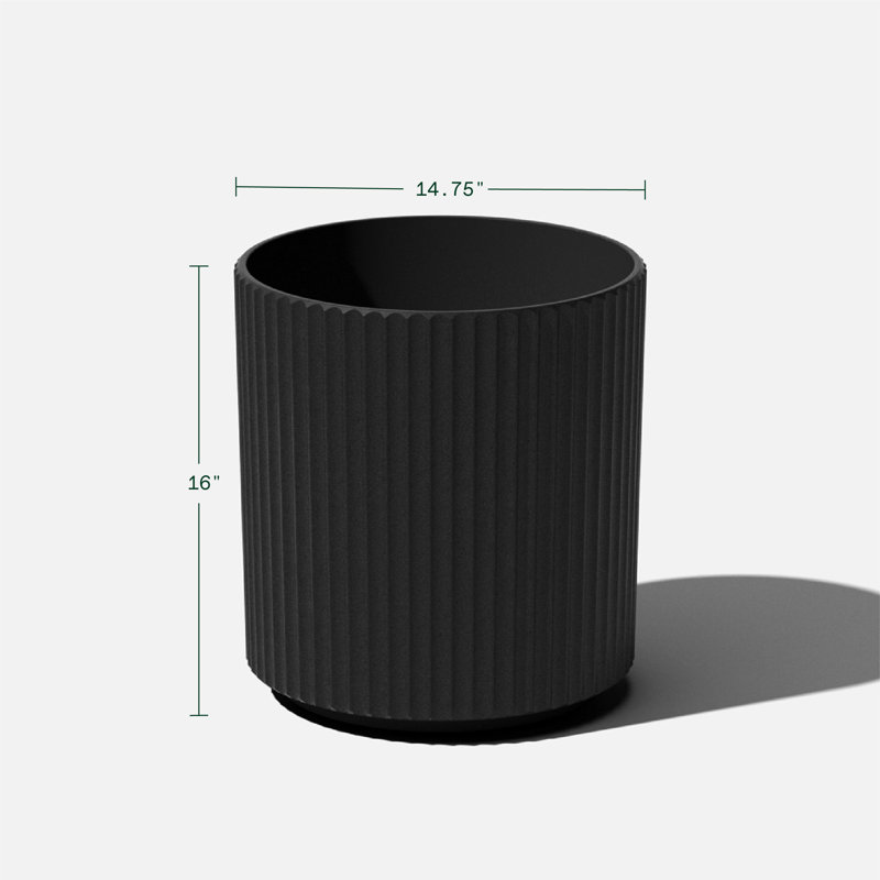 Demi Series Round Planter, Black, 1, 16" H x 14.75" W x 14.75" D