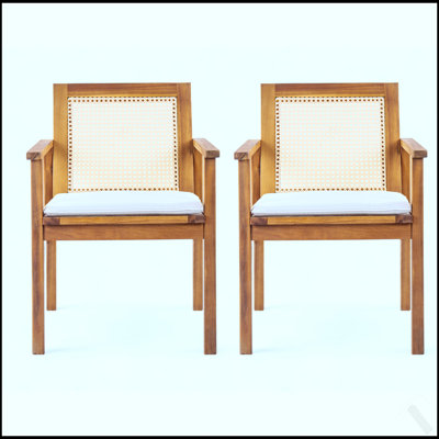 Chaise de salle à manger d'extérieur avec coussin Preston, ensemble de 2, durable et confortable pour le patio et le jardin