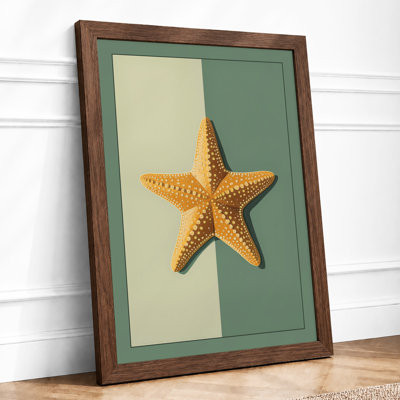 Golden Starfish Coastal - Framed Print