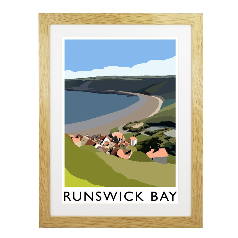 'Runswick Bay 2' by Richard O'Neil - Print, Oak Wood Frame, 43.5 cm H x 33.5 cm W x 2.2 cm D