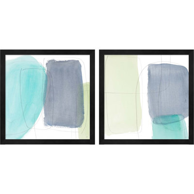 Teal And Grey Abstract I & II by Lanie Loreth - 2 Piece Single Picture Frame Print