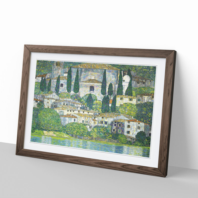 Church in Cassone by Gustav Klimt - Picture Frame Painting, Walnut Framed, 27cm H x 36cm W x 2cm D