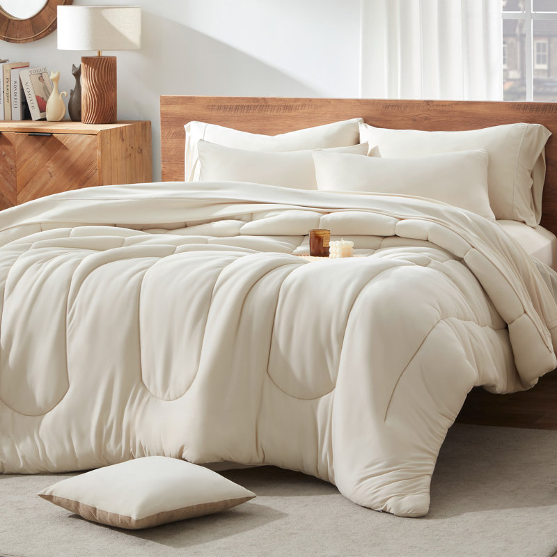 Ensemble d'édredon en tricot doux, Édredon pour très grand lit + 2 très grandes ta, Crème