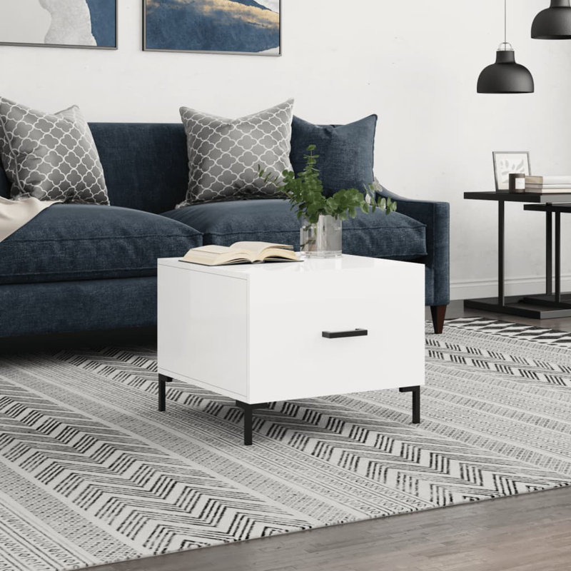 Avaiyah Four Leg Coffee Table with Storage, High Gloss White