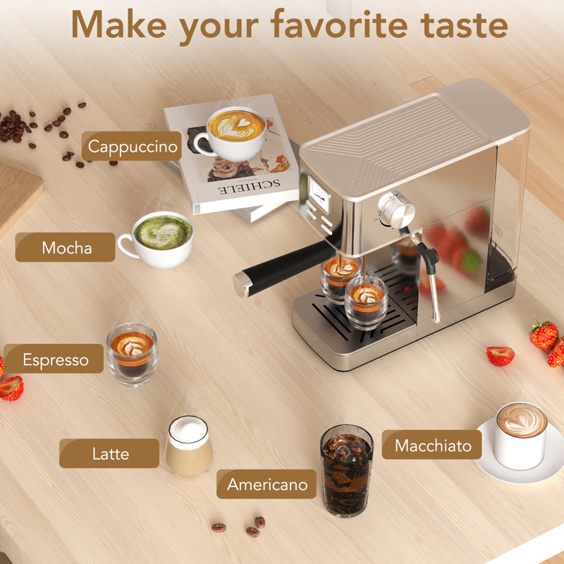 HAVATO 20-Bar Semi-Automatic Espresso Machine | One-Touch Espresso, Cappuccino & Hot Water | 1400Ml Removable Tank | Home & Commercial Use