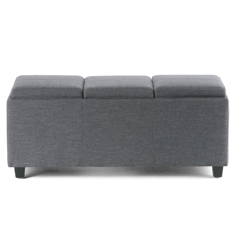 Avalon 42"W Upholstered Contemporary Rectangular Flip-Top Storage Ottoman with Hidden Storage