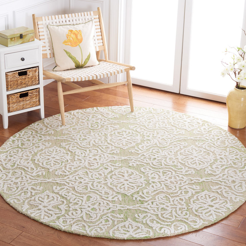 Tapis damassé en laine Anjaly, Rond 6 pi