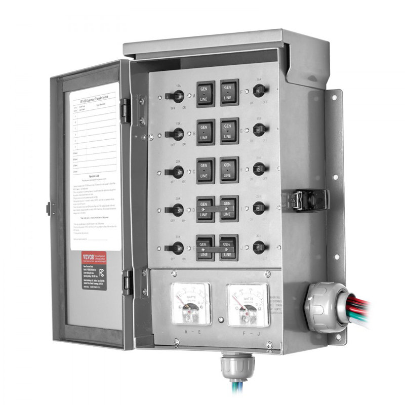 Ensemble de commutateur de transfert manuel 50A NEMA 3R 12500W 120 / 240V