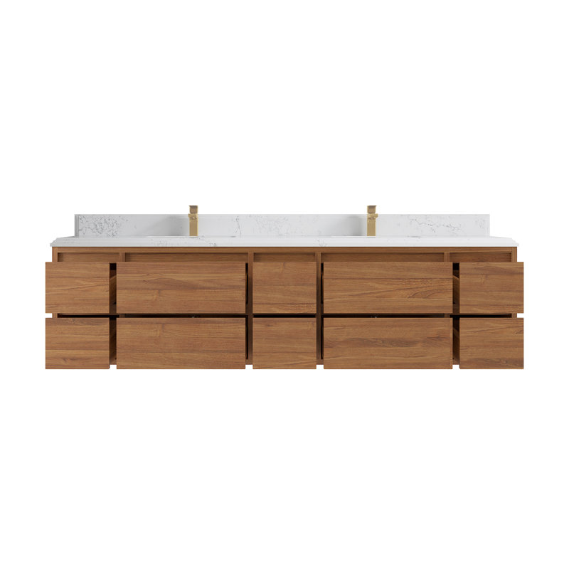 84'' Double Bathroom Vanity with Quartz Top