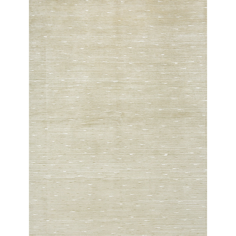 Tapis noué à la main en beige / blanc, Rectangulaire 3 pi x 5 pi