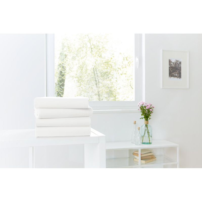 100% Cotton Jersey Knit Fitted Sheet, White, 100cm W x 200cm L