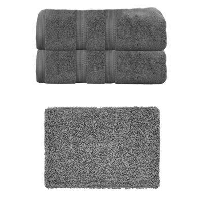 Bruno Collection 100% Soft Cotton Bath Towel Set & 21x34" Bath Rug