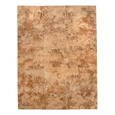 Natural Contemporary Silk Wool Blend Rug - 8' x 10'