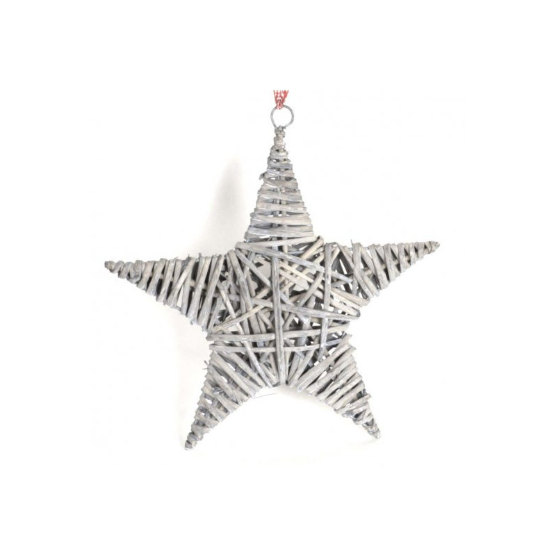 Sculpture willow star Luca, H 10,6 po x l 10,6 po x P 1,2 po, Gris