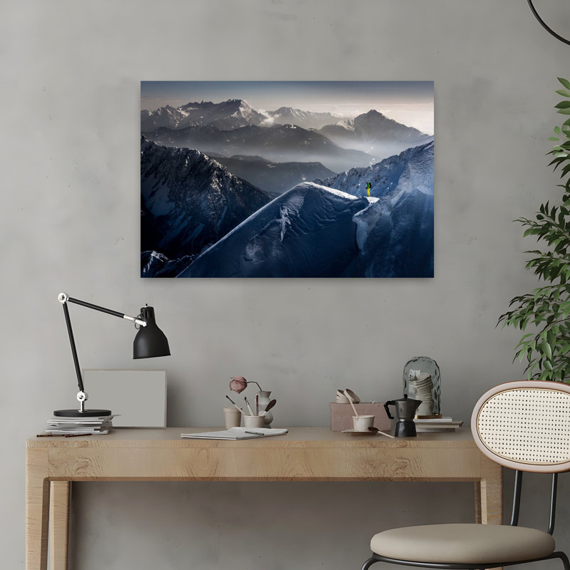 Art contemporain contemporain, paysage de montagne abstrait, H 16 po x l 24 po