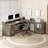 69" Farmhouse L Shaped Executive Desk with Drawers, Home Office  Corner Computer Desk with Charging Station and Monitor Stand-114236117