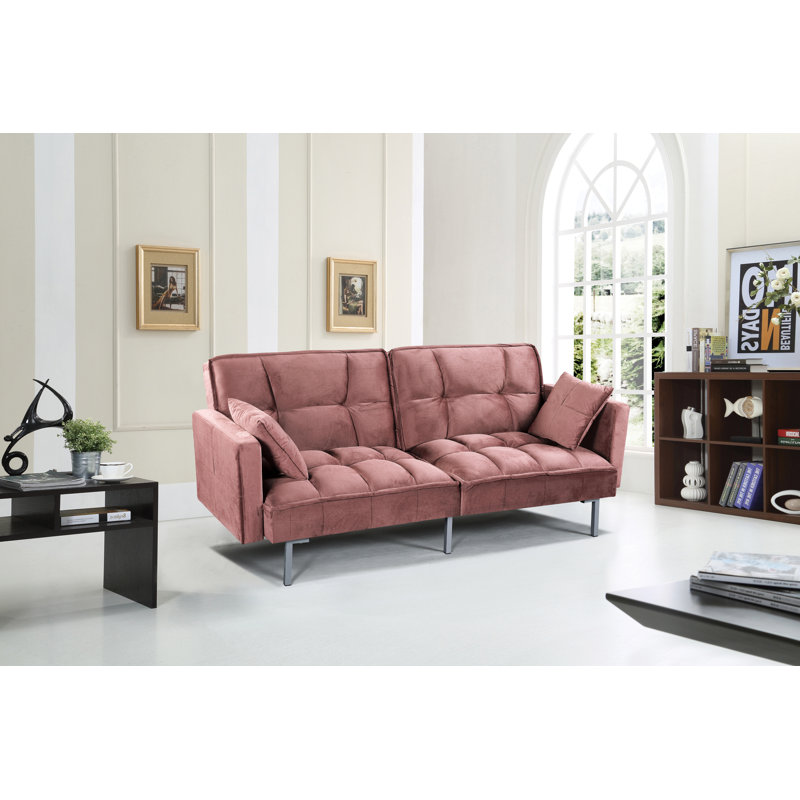 Mackayla 75.6'' Upholstered Convertible Sofa, Rose