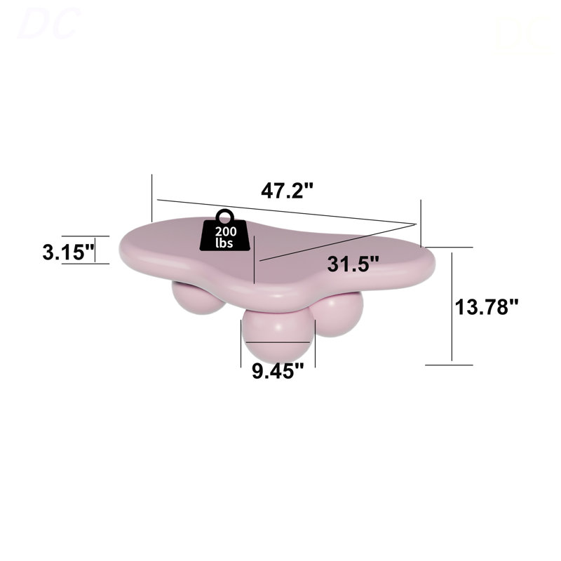 Pieds roses de 47 pouces, table basse de salon, table, H 15,67 po x L 47,24 po x l 29,97 po