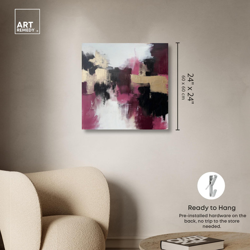 Art Remedy abstrait avec toile dorée, H 24 po x l 24 po, Toile tendue