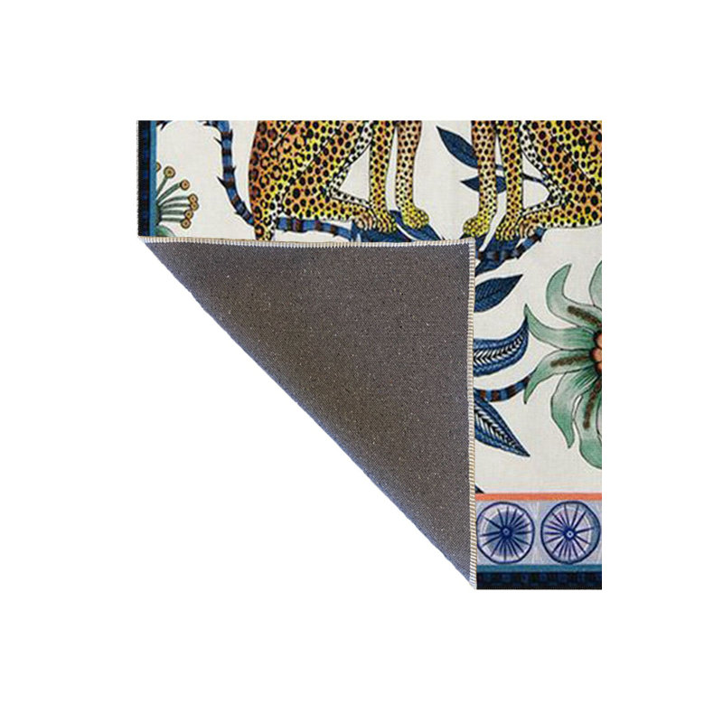 Tapis à motif floral guépard à motif floral moderne, Sous-tapis rond 3 pi 3 po inclus