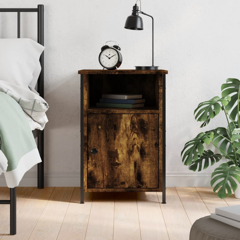 Kennedyville 40cm W Manufactured Wood Bedside Table, Smoked Oak